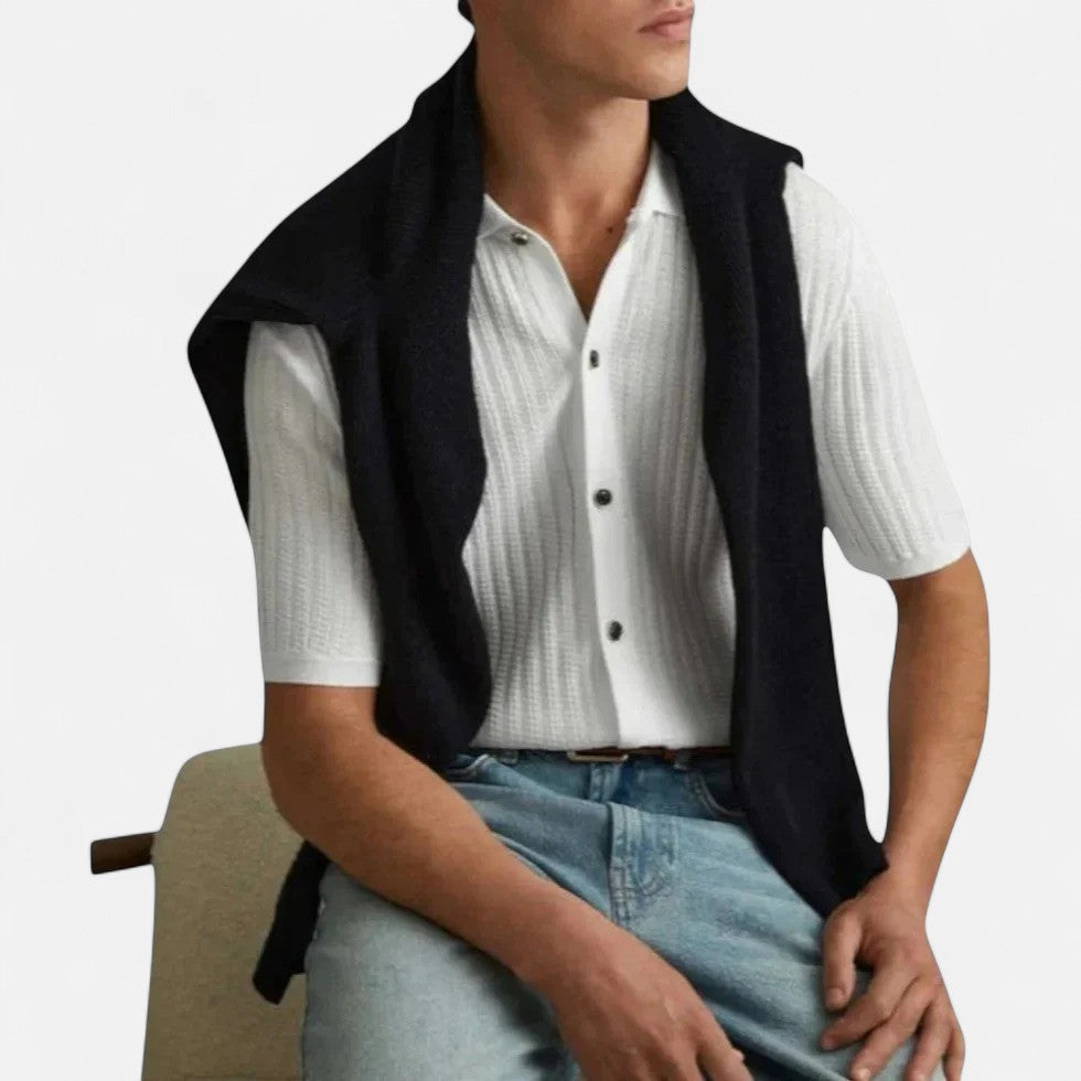 Men’s Knitted Short Sleeve Button Shirt