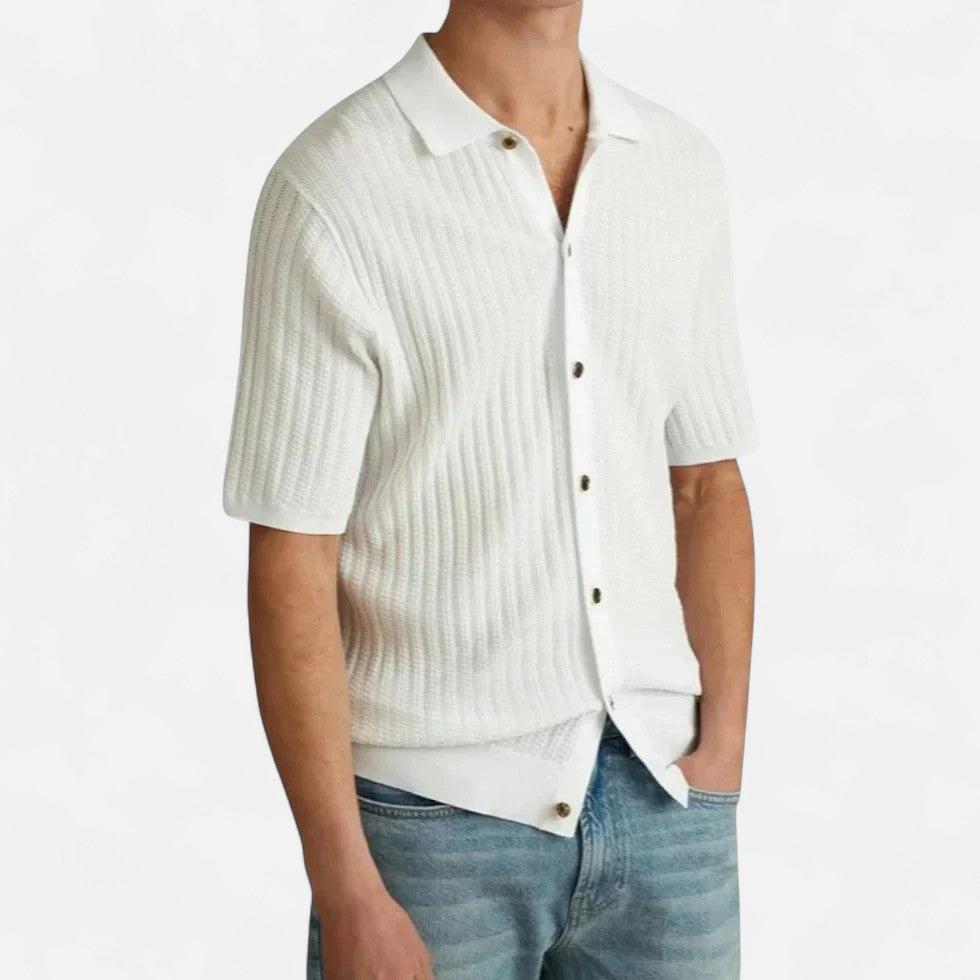 Men’s Knitted Short Sleeve Button Shirt