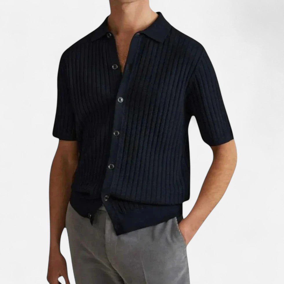 Men’s Knitted Short Sleeve Button Shirt