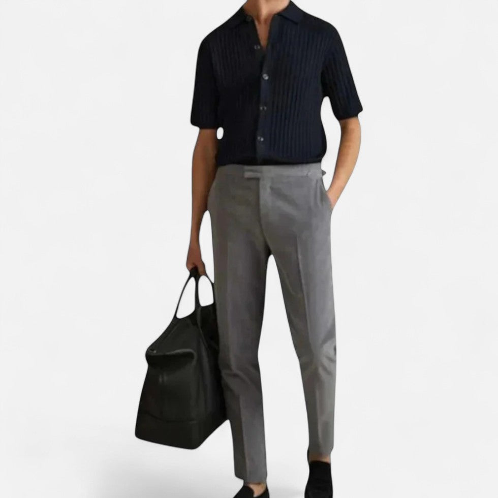 Men’s Knitted Short Sleeve Button Shirt